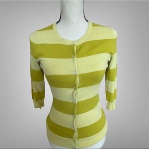 The Limited Dark Yellow/Yellow Stripe Cardigan with 3/4 length sleeves Size XS